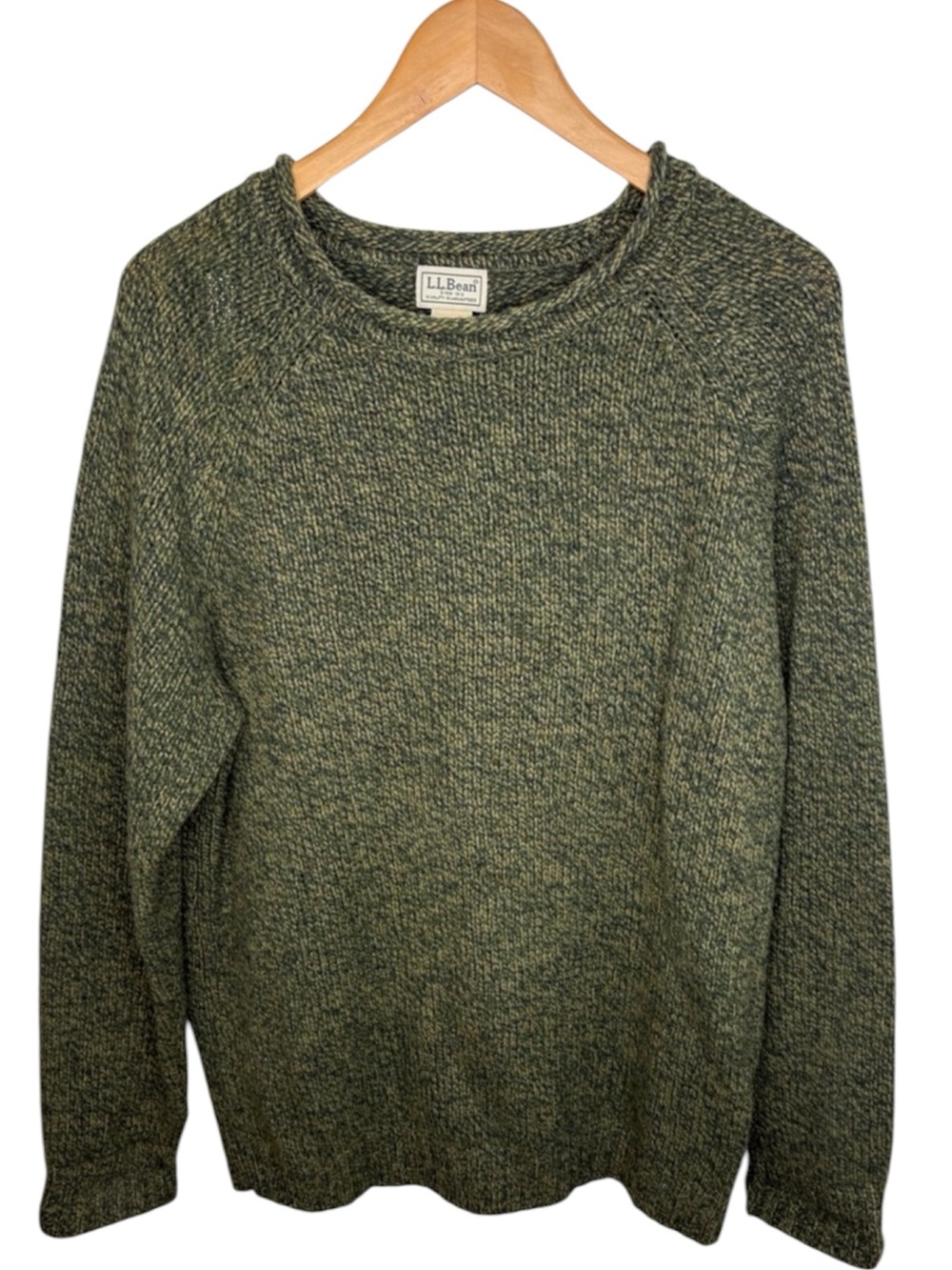 L.L. Bean Green Lamb's Wool Long Sleeve Sweater Men's Large Tall PILLING